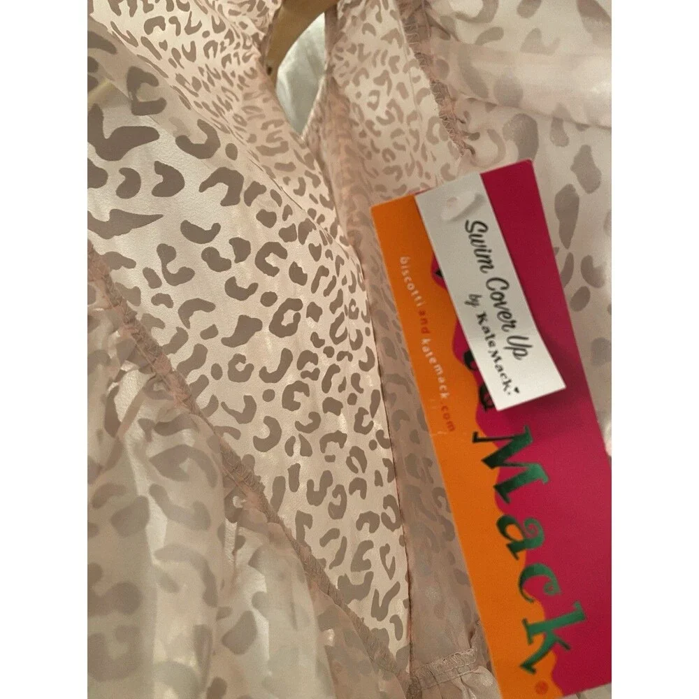 Kate Mack bathing suit cover up Lightweight Pink & Rose Gold Kaftan girls NWT 10